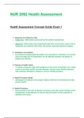 NUR 2092 / NUR2092: Health Assessment Concept Guide Exam 1 (Latest 2020 / 2021) Rasmussen