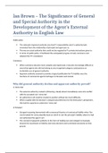 Ian Brown - The Significance of General and Special Authority in the Development of the Agent's External Authority in English Law