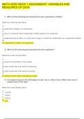 MATH 255N WEEK 1 ASSIGNMENT, VARIABLES AND MEASURES OF DATA