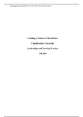 NR 504 Week 5 Assignment: Leading a Culture of Excellence Paper: 2 Versions 