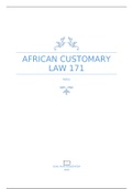 African Customary Law 171 Summaries