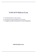 NURS 6670 Midterm Exam (Latest, 2020) / NURS 6670N Midterm Exam / NURS6670 Midterm Exam (75 Q & A, 100% Correct Answers)