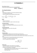 1.3 Summary, by CUM LAUDE student - Statistics 1