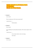 NURS 6551, FINAL EXAM (ORIGNAL TEST-2020)/NURS-6551N-11,Primary Care of Women. Week 11 Final Exam 