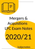 2023/24 LPC NOTES (University of Law) MERGERS & ACQUISITIONS  - DISTINCTION GRADE