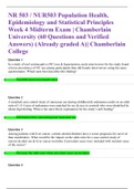 NR 503 / NR503 Population Health, Epidemiology and Statistical Principles Week 4 Midterm Exam | Chamberlain University (60 Questions and Verified Answers) (Already graded A)| Chamberlain College