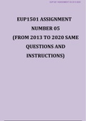 EUP1501 ASSIGNMENT O5 2013-2020