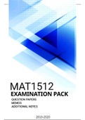 MAT1512 FULL EXAMPACK WITH NOTES- Calculus A (2014-2020)