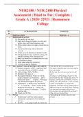 NUR2180 / NUR 2180 Physical Assessment | Head to Toe | Complete | Grade A | 2020/ 22921 | Rasmussen College