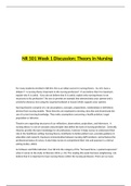 NR 501 Week 1 Discussion: Theory in Nursing