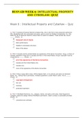 BUSN 420 WEEK 6 INTELLECTUAL PROPERTY AND CYBERLAW QUIZ / BUSN420 WEEK 6 INTELLECTUAL PROPERTY AND CYBERLAW QUIZ| LATEST: Devry University (100% SATISFACTIONS)