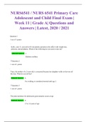 NURS6541 / NURS 6541 Primary Care Adolescent and Child Final Exam | Week 11 | Grade A| Questions and Answers | Latest, 2020 / 2021