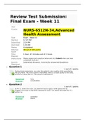 NURS6512 WEEK 11 / NURS 6512 FINAL EXAM / NUNP 6512 Advanced Health Assessment.2020/2021 GRADED A