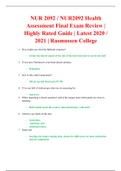 NUR 2092 / NUR2092 Health Assessment Final Exam Review | Highly Rated Guide | Latest 2020 / 2021 | Rasmussen College