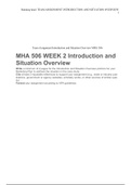 MHA 506 WEEK 2 Introduction and Situation Overview