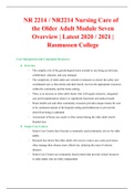 NUR 2214 / NUR2214 Nursing Care of the Older Adult Module Seven Overview | Latest 2020 / 2021 | Rasmussen College