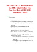 NUR 2214 / NUR2214 Nursing Care of the Older Adult Module Nine Overview | Latest 2020 / 2021 | Rasmussen College