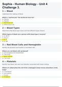 SOPHIA - HUMAN BIOLOGY - UNIT 4 CHALLENGE 3 & 4 (BUNDLE) LATEST SOLUTION