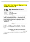 NURS 6640 Final Exam 6 - Question and Answers (75 out of 75)Score An A+