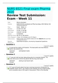 NURS 6521 Final exam Pharma 2020 | ALREADY GRADED A