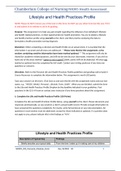 NR 305 Week 2 Assignment, Lifestyle and Health Practices Profile Lifestyle and Health Practices Profile     1: Complete the Life and Health Practices Profile (130 Points)  Complete the Life and Health Practices Profile below, using yourself as the client.