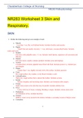 NR283 Worksheet 3 Skin and Respiratory. (LATEST VERSION)