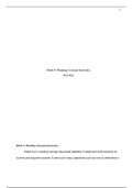  Week 4  ACC422 Reading Concept.docx   Week 4- Reading Concept Summary  ACC/422  Week 4- Reading Concept Summary   Week fours reading concept discussed liabilities in detail with brief sections on current and long-term assets. It went over many objectives