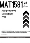 MAT1581 Assignment 2 Semester 1 2021 Solutions