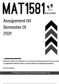 MAT1581  ASSIGNMENT 4 SEMESTER 1 2021 SOLUTIONS