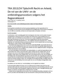 Samenvatting artikel: De rol van de UWV-en de onbindingsprocedure volgens het Regeerakkoord