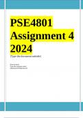 PSE4801 Assignment 4 Full Solutions 2024 ;100 % TRUSTED workings, Expert Solved, Explanations and Solutions. ASSIGNMENT 04 (SOCIOLOGY OF EDUCATION): 