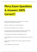 Phrca Exam Questions & Answers 100% Correct!!