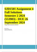 SJD1501 Assignment 4 (COMPLETE QUESTIONS & ANSWERS) Semester 2 2024 (553983) - DUE 26 September 2024 ;100 % TRUSTED workings, Expert Solved, Explanations and SolutionsASSESSMENT 4 - FORUM ASSIGNMENT