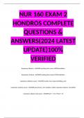 NUR 160 EXAM 2 HONDROS COMPLETE QUESTIONS & ANSWERS(2024 LATEST UPDATE)100% 