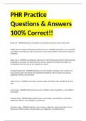 PHR Practice Questions & Answers 100% Correct!!