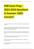 PHR Exam Prep – 2023-2024 Questions & Answers 100% Correct!!