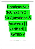 Hondros Nur 160 Exam 2|| 50 Questions & Answers|| Verified|| RATED A