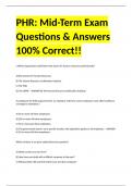 PHR: Mid-Term Exam Questions & Answers 100% Correct!!