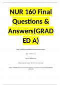 NUR 160 Final Questions & Answers(GRADED A)