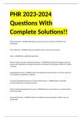 PHR 2023-2024 Questions With Complete Solutions!!