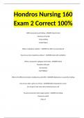 Hondros Nursing 160 Exam 2 Correct 100%