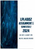 LPL4802 Assignment 1 Semester 2 2024 | Due 16 August 2024