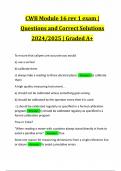 CWB Module 16 rev 1 exam | Questions and Correct Solutions 2024/2025 | Graded A+