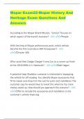 Mopar Exam22-Mopar History And  Heritage Exam Questions And  Answers