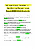 CWB Level 2 Study Questions rev 1 | Questions and Correct | Latest Update 2024/2025 | Graded A+