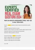 NUR 216 HEALTH ASSESSMENT FINAL/ 465+ QS & Ans/ 2024-2025.  