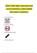 DTAG Traffic Signs | Questions and Correct Solutions | Latest Update 2024/2025 | Graded A+