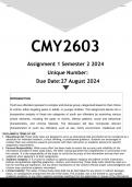 CMY2603 Assignment 1 (ANSWERS) Semester 2 2024 - DISTINCTION GUARANTEED