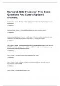  Maryland State Inspection Prep Exam Questions And Correct Updated Answers.