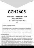 GGH2605 Assignment 2 (ANSWERS) Semester 2 2024 - DISTINCTION GUARANTEED